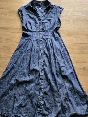 Tommy Hilfiger Indigo Button-Front Midi Dress